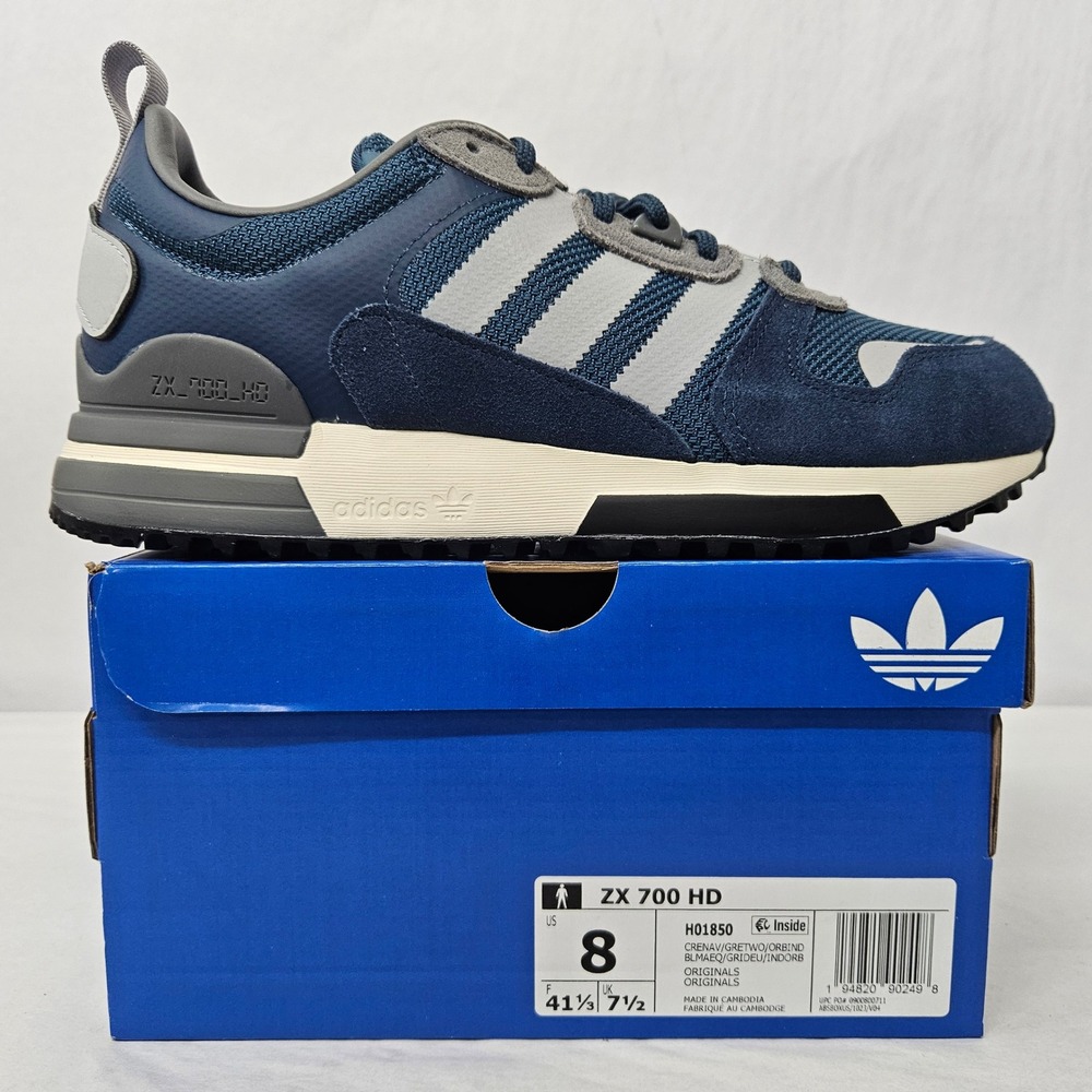 Adidas ZX‎ 700 HD Retro Sneakers H01850 Crew Navy Grey Blue Men's Size 8
